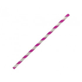 Regular Paper Straw Pink Stripe  2500 pcs