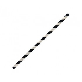 Cocktail Paper Straw Black Stripe  2500 pcs