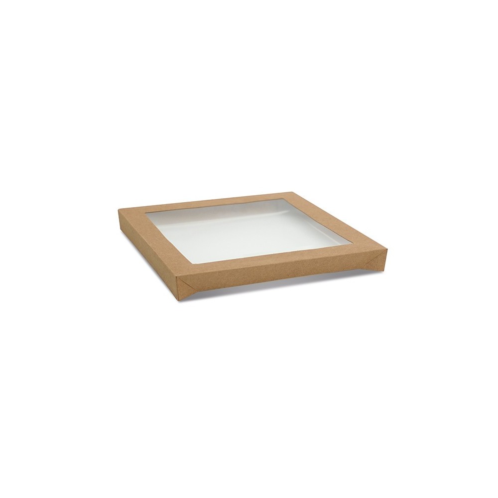 Kraft Catering Tray Lid - Large PLA Window  100 pcs