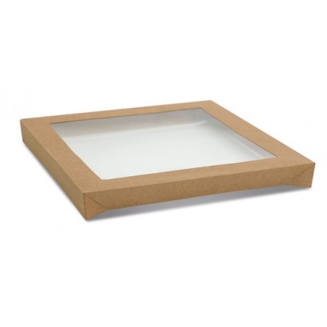 Kraft Catering Tray Lid - Large PLA Window  100 pcs