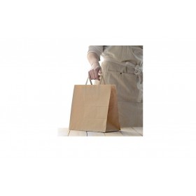 TakeAway Flat Paper Handle Brown Kraft Bag  250 pcs