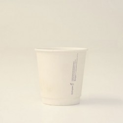 8oz(90mm) PLA Double Wall Coffee Cup Plain WHITE one-lid-fits-all  500 pcs