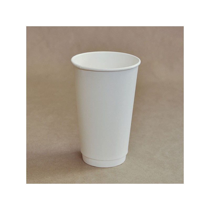 16oz Biodegradable Double Wall Coffee Cup White Leaf