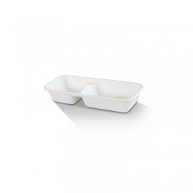 2 Compartment Biodegradable Takeaway Tray - Lids Optional  400 pcs