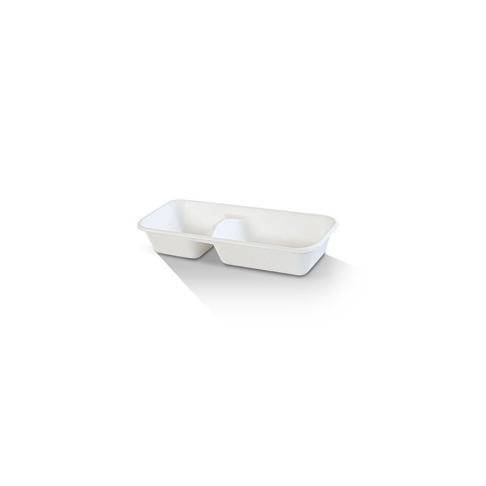 2 Compartment Biodegradable Takeaway Tray - Lids Optional  400 pcs