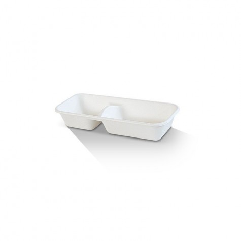 2 Compartment Biodegradable Takeaway Tray - Lids Optional  400 pcs