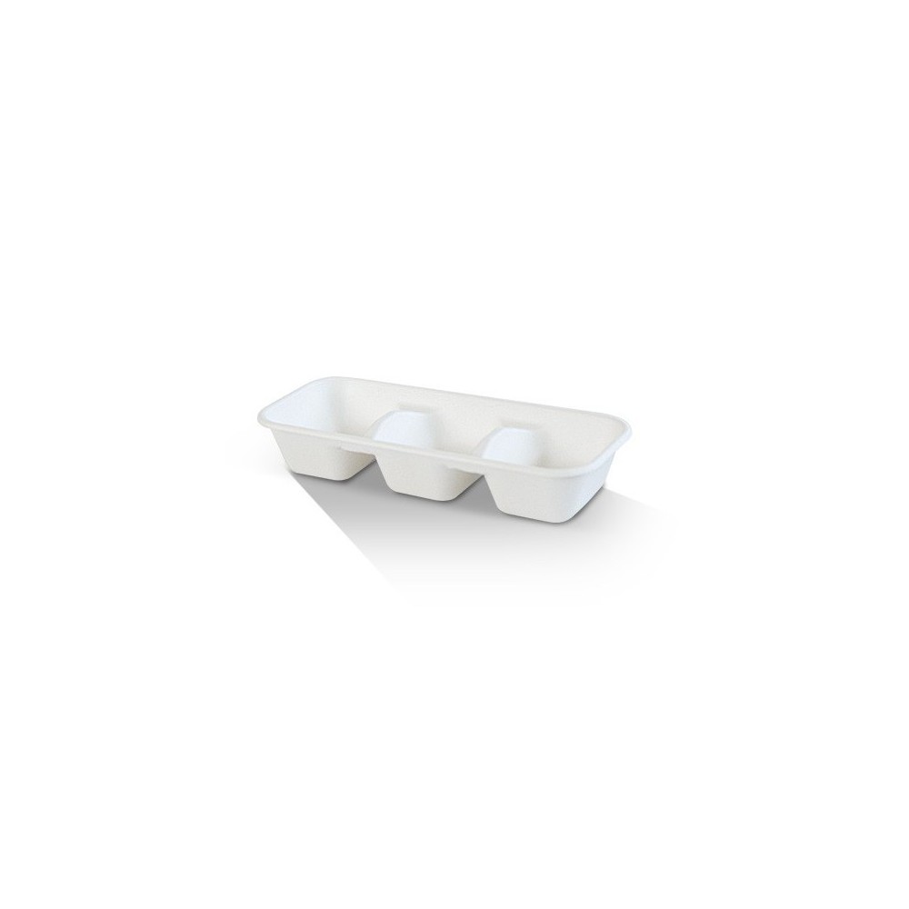 3 Compartment Biodegradable Takeaway Tray - Lids Optional  400 pcs