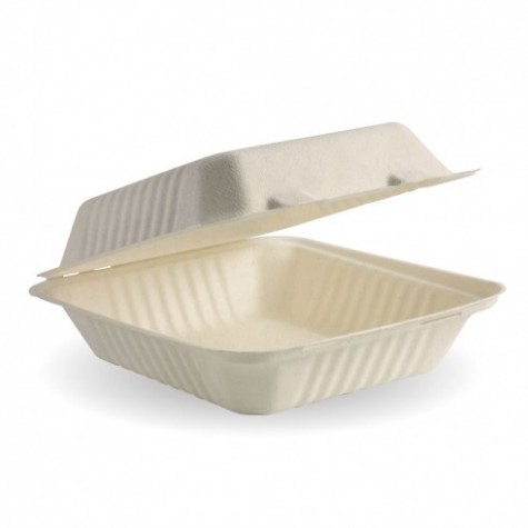 Clamshell Sugarcane 20x22x9cm (7.8x8x3") Bio Natural  200 pcs