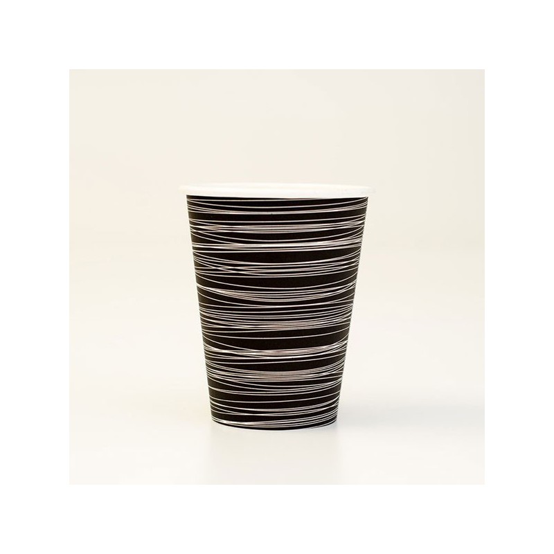 12oz Single Wall Coffee Cup 1000pc - Black Swirl Print
