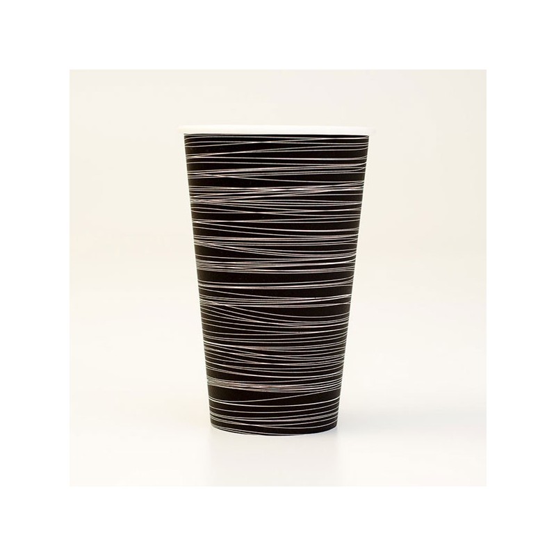16oz Single Wall Coffee Cup 1000pc - Black Swirl Print