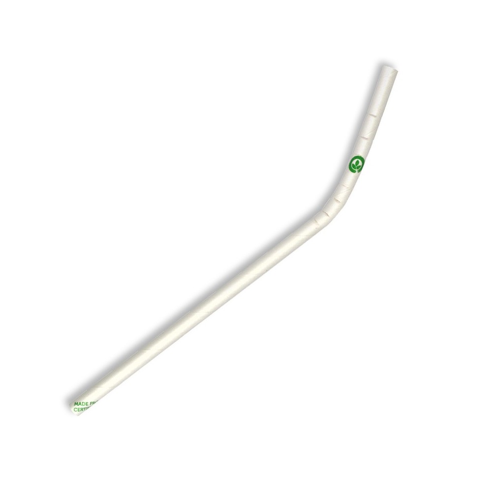 Eco-friendly Compostable Drinking Straws - 6mm White Bendy Bio Straws 2500 pcs