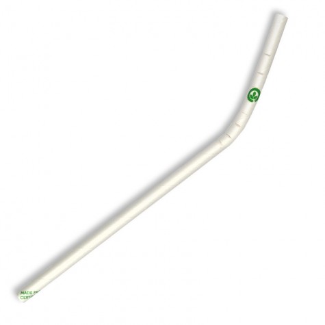 Eco-friendly Compostable Drinking Straws - 6mm White Bendy Bio Straws 2500 pcs