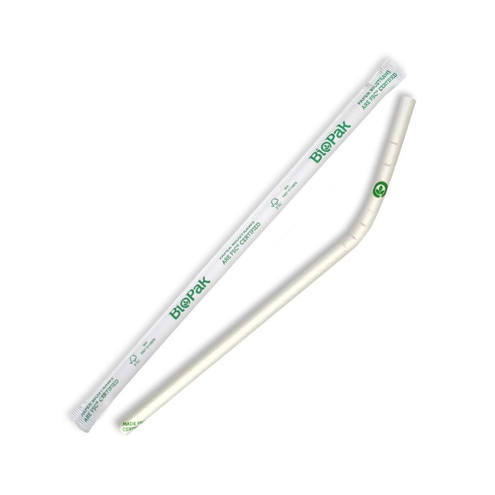 Paper Straw - Individually Wrapped Bendy Biodegradable Straws  2500 pcs