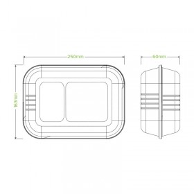 9x6x3" 2 Compartment Bio Clamshell - White  250 pcs