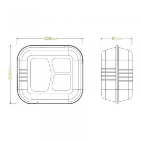 9x9x3" 3 Compartment Clamshell Bio White  200 pcs
