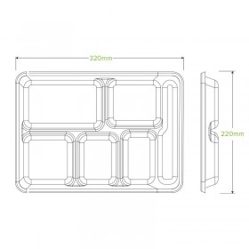 6 Compartment Bio Tray - 320x215x25mm - White  250 pcs