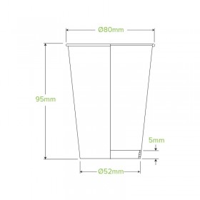 8oz Single Wall Bio Coffee Cup Leaf White  1000 pcs