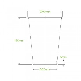 20oz Single Wall Bio Coffee Cup Leaf White  500 pcs