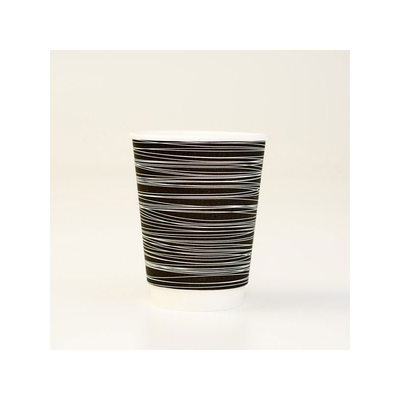 12oz DW Coffee Cup 1000pc- Black Swirl One Lid Fits All