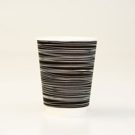 12oz DW Coffee Cup 1000pc- Black Swirl One Lid Fits All