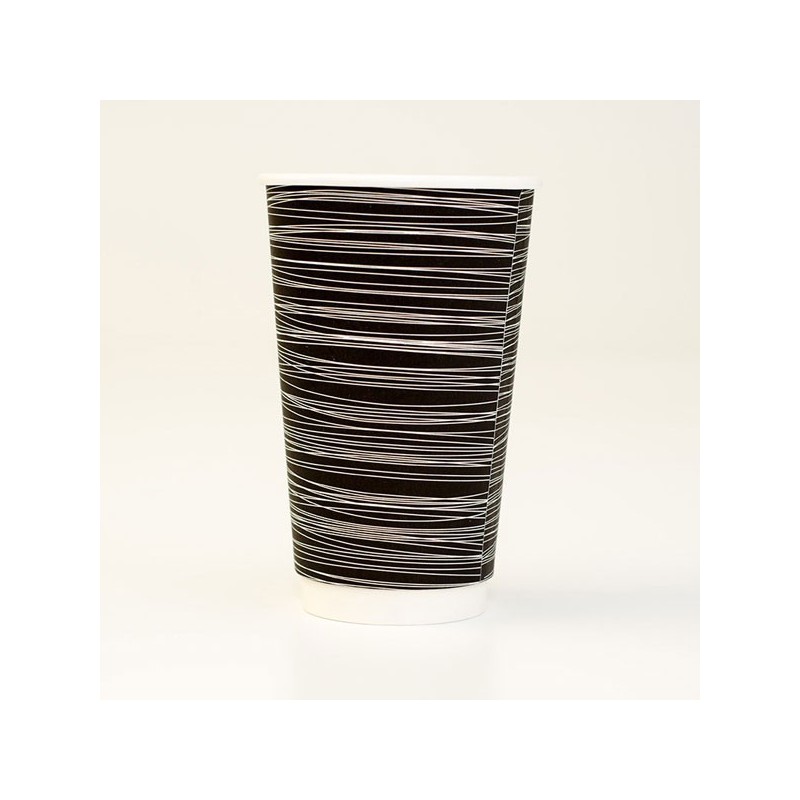 16oz DW Coffee Cup 1000pc- Black Swirl One Lid Fits All