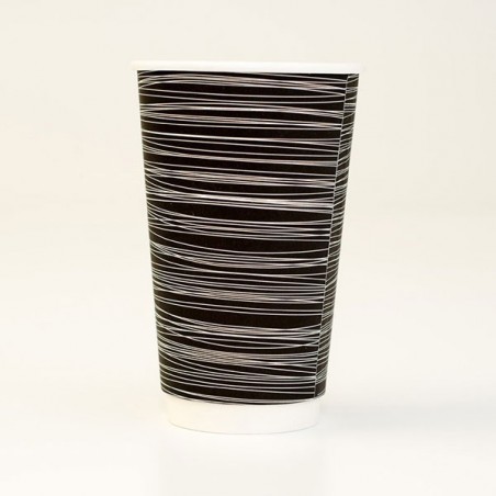 16oz DW Coffee Cup 1000pc- Black Swirl One Lid Fits All
