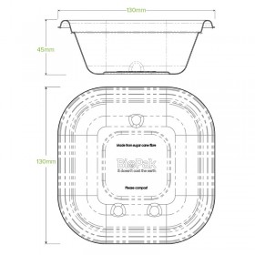 280ml Sugarcane TakeAway Base Natural Takeaway Container