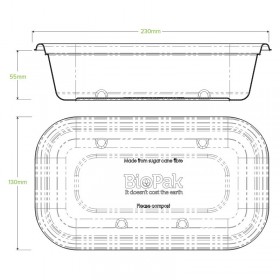 1000ml Sugarcane TakeAway Base Natural Takeaway Container