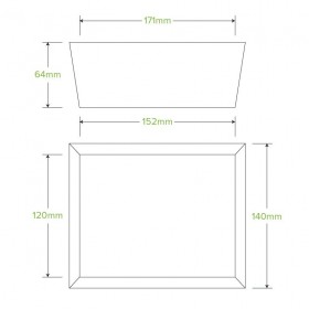Medium Takeaway Box - 152 x 120 x 64mm -FSC Certified - 200 pcs