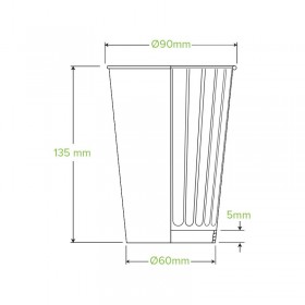 16oz Coffee Cup BioPlastic Single Wall WHITE - Fits Large Lids - 600 pcs