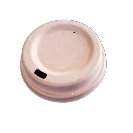 Sugarcane Bagasse Natural Unbleached Lids for 8oz Coffee Cup  1000 pcs