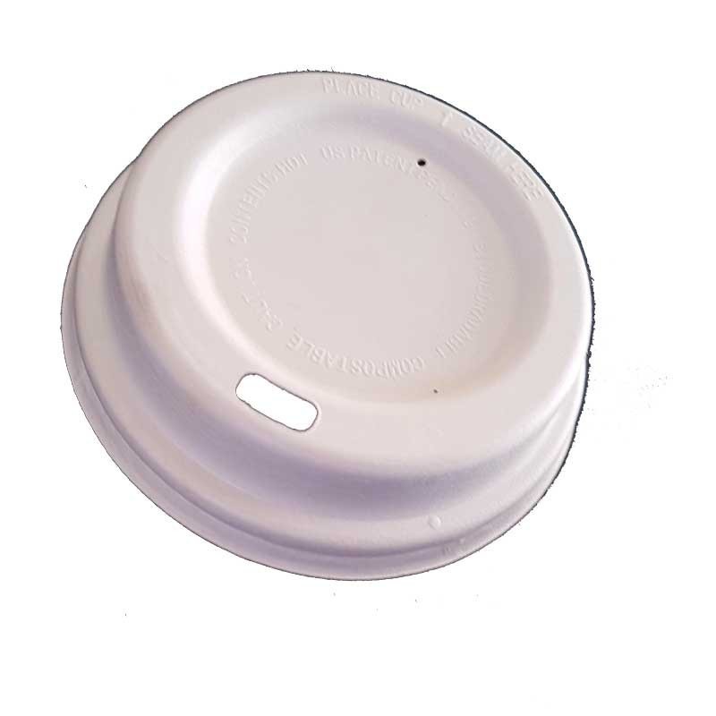 Sugarcane Bagasse White Lids for 12oz Coffee Cup  1000 pcs