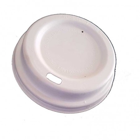 Sugarcane Bagasse White Lids for 12oz Coffee Cup  1000 pcs
