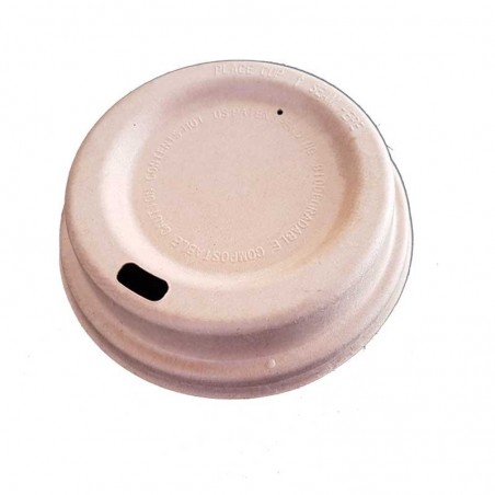 Sugarcane Bagasse Natural Unbleached Lids for 12oz Coffee Cup  1000 pcs