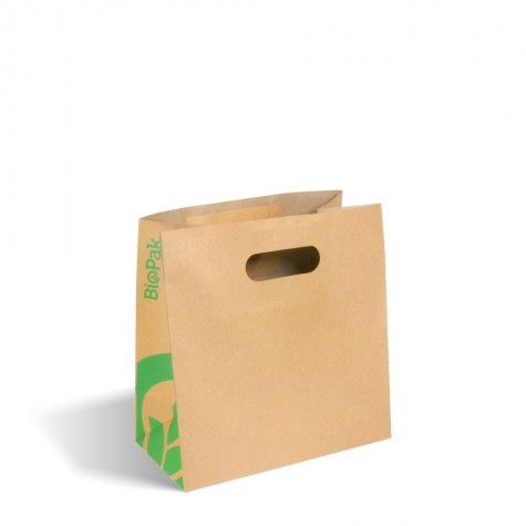 Small Die Cut Handle Paper Bags Kraft  250 pcs - Plastic Free Paper Bags