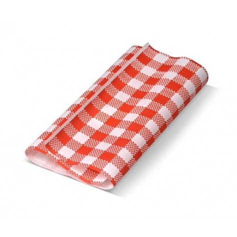 Greaseproof Paper Gingham Red 190 x 300mm  200 pcs