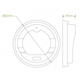 62mm 4oz BioCup Small PLA Lid - bioplastic - White -   1000 pcs