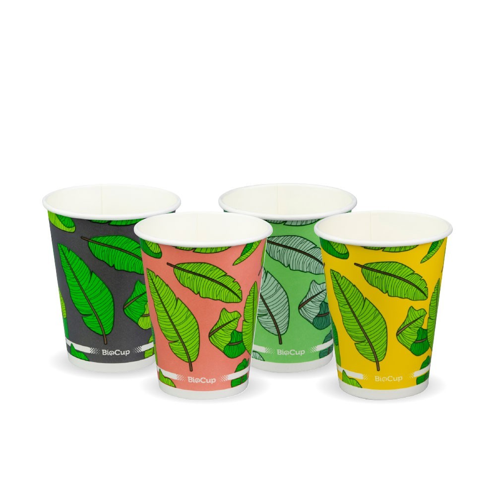 12oz BioCupÂ ColdÂ Cup - mixed colour leaf designs  1000 pcs
