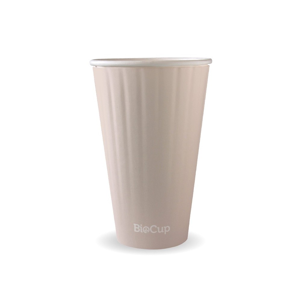 460ml / 16oz (90mm) Aqueous Leaf Double Wall BioCup - stone  600 pcs