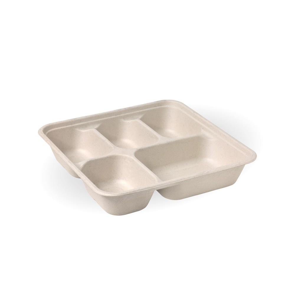 5 Compartment BioCane Takeaway Base LARGE - Natural  300 pcs