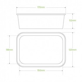 650ml Rectangle Container PLA - FSC Mix - Kraft  300 pcs