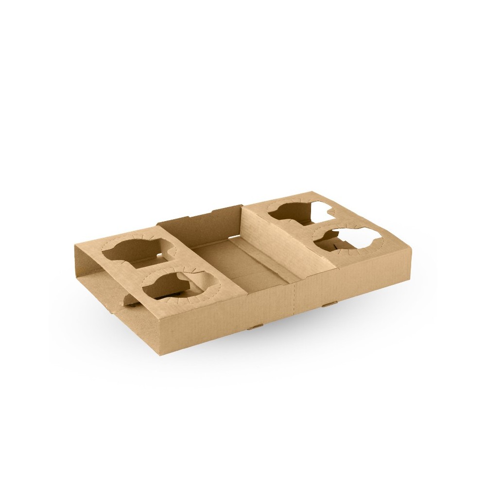 Coffee Cup Carry Tray 2 & 4 Detachable 100% Recycled Paperboard  100 pcs