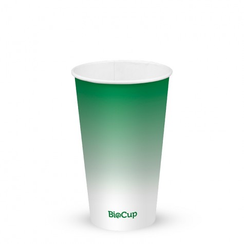 500ml / 16oz (90mm) Cold Paper BioCups - green fade  1000 pcs