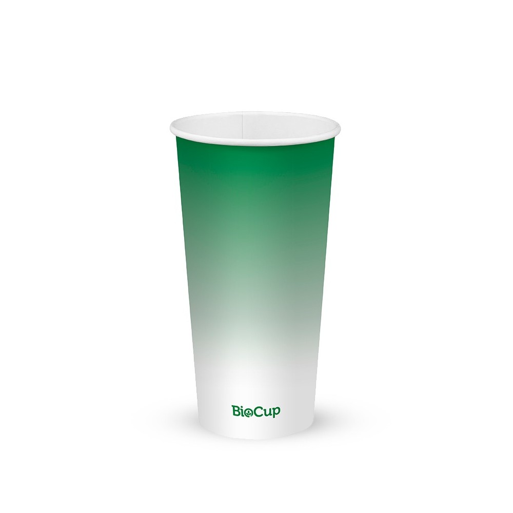 600ml / 20oz (90mm) Cold Paper BioCups - green fade  1000 pcs