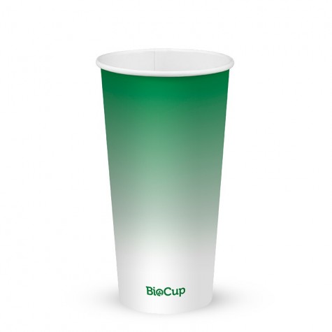 600ml / 20oz (90mm) Cold Paper BioCups - green fade  1000 pcs