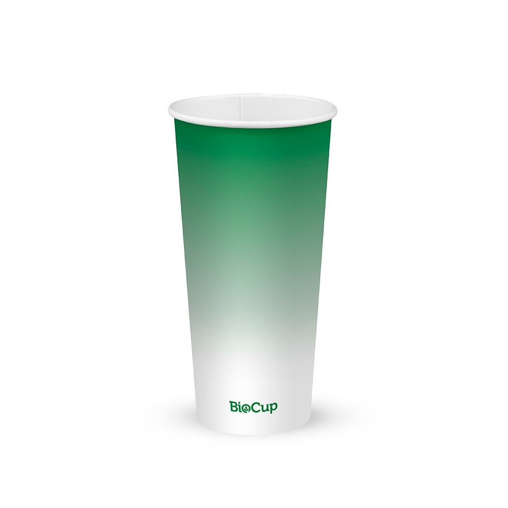 650ml / 22oz (90mm) Cold Paper BioCups - green fade  1000 pcs