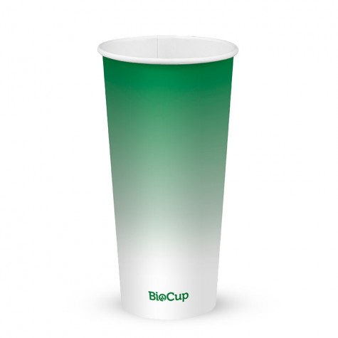 650ml / 22oz (90mm) Cold Paper BioCups - green fade  1000 pcs