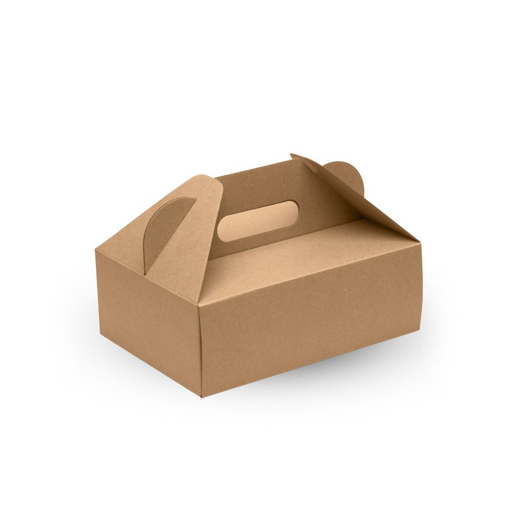 Unlined Carry Bio Board Box - 240x169x85 with handle - FSC mix - kraft  100 pcs