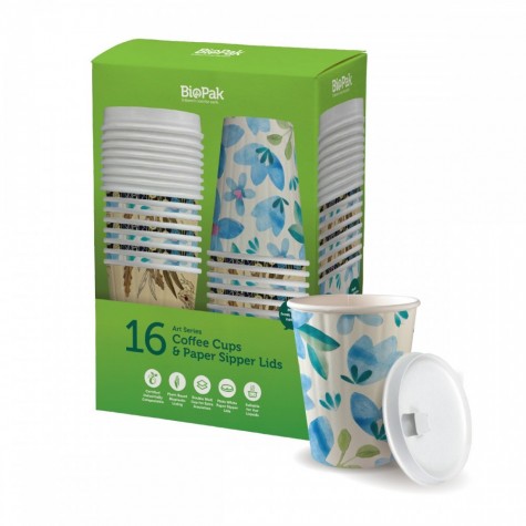 390ml/12oz Double Wall Hot Paper Cups - 16pk - Art Series  48 pcs