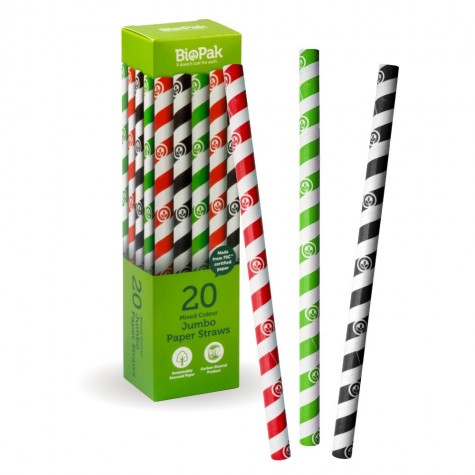 Mixed Regular Paper Straws - 10 x 20 per pack - Retail Biostraws  200 pcs
